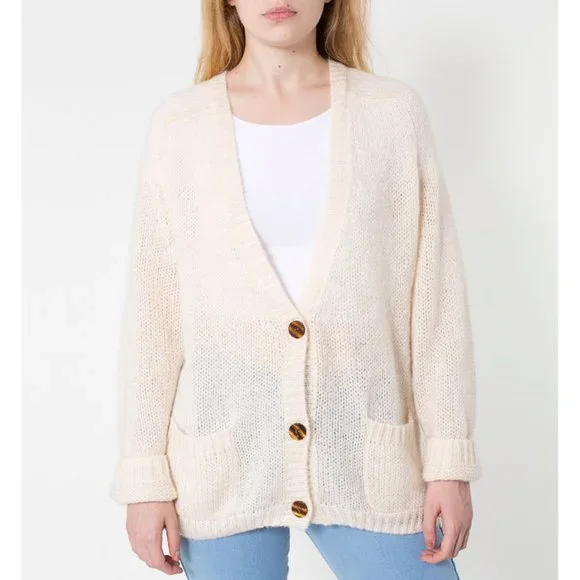 Vintage Mohair Wool Made in the USA American Apparel Oversized Cardigan Sweater - Picture 1 of 10